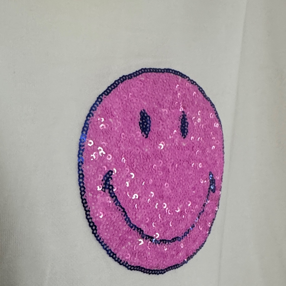 White T-Shirt Dress with Pink Smiley Faces - Picture 4 of 6